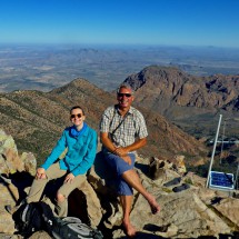 Sarah and Alfred on top of 2387 meters high Emory Peak which is the tallest peak of Big Bend National Park